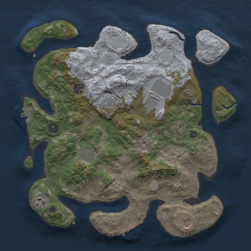 Rust Map: Procedural Map, Size: 3500, Seed: 42751570, 15 Monuments