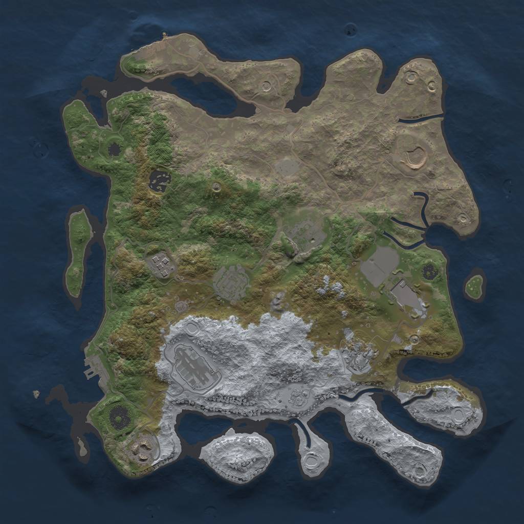 Rust Map: Procedural Map, Size: 3500, Seed: 884629687, 16 Monuments