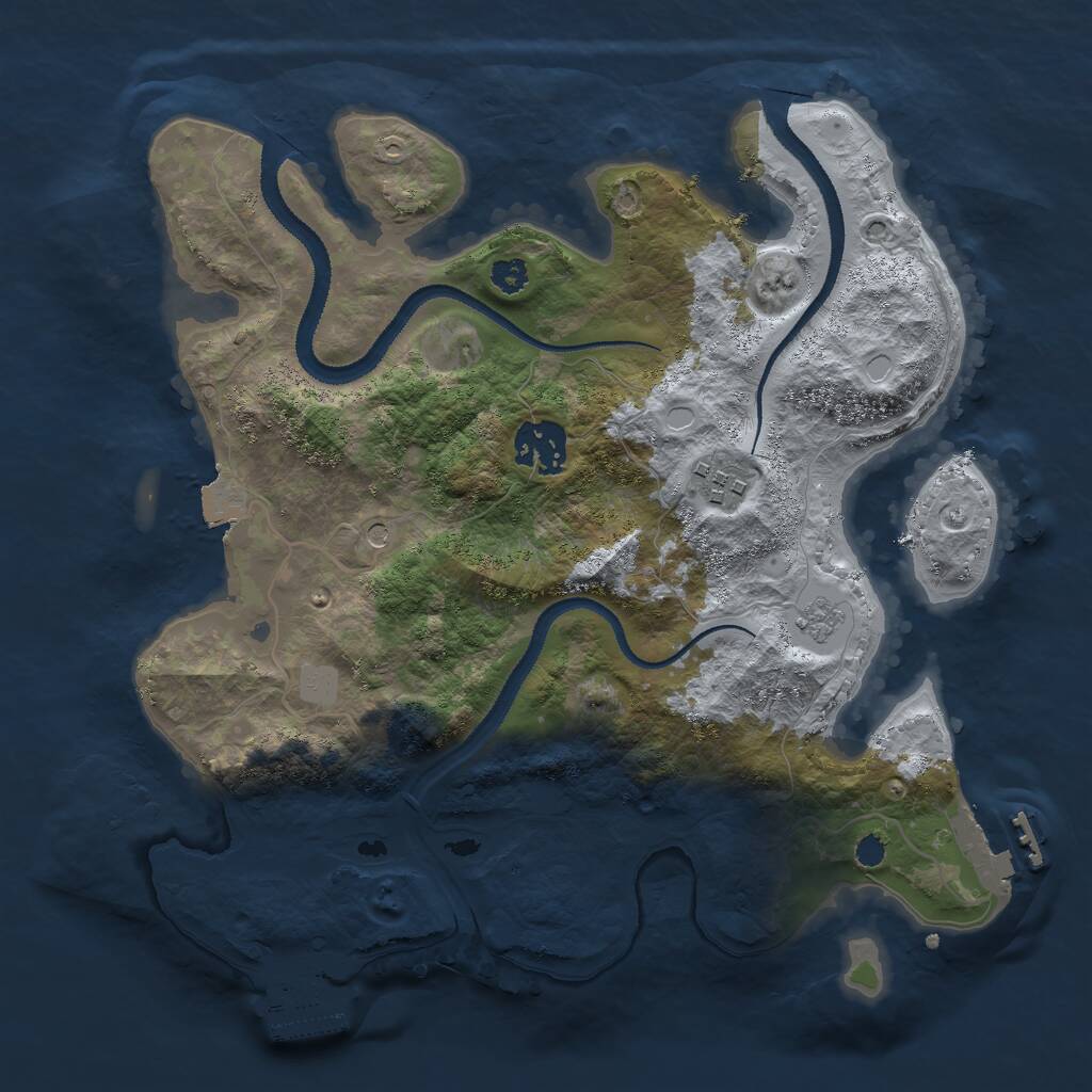 Rust Map: Procedural Map, Size: 3000, Seed: 182401012, 7 Monuments
