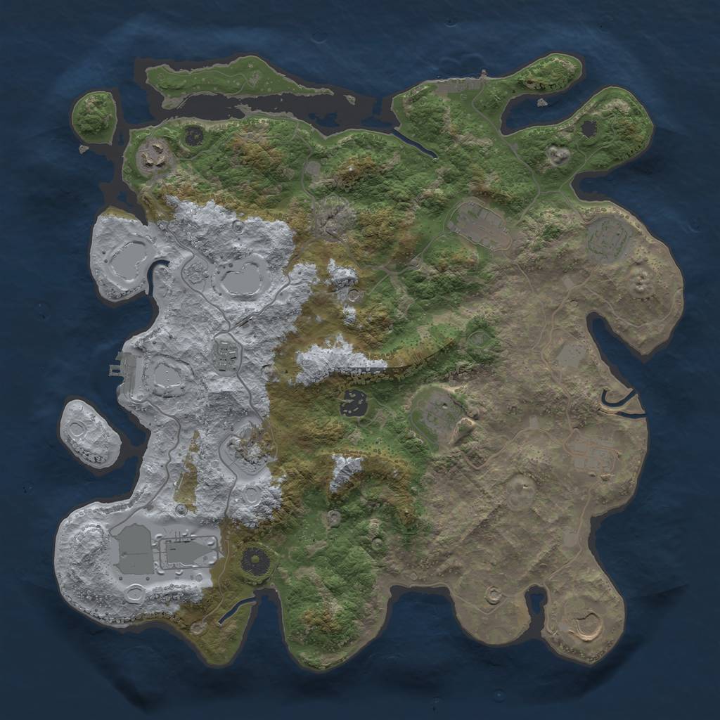 Rust Map: Procedural Map, Size: 3800, Seed: 67158005, 17 Monuments