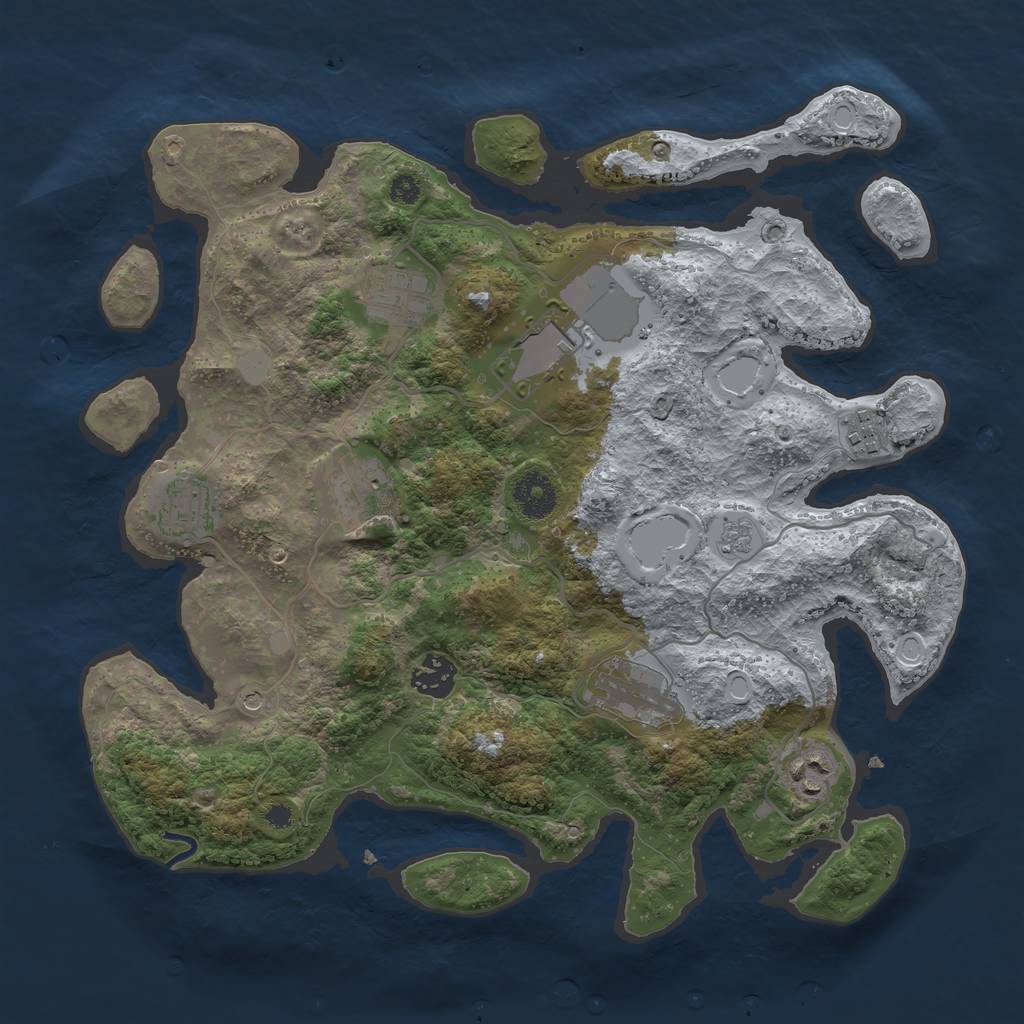 Rust Map: Procedural Map, Size: 3500, Seed: 404232998, 13 Monuments