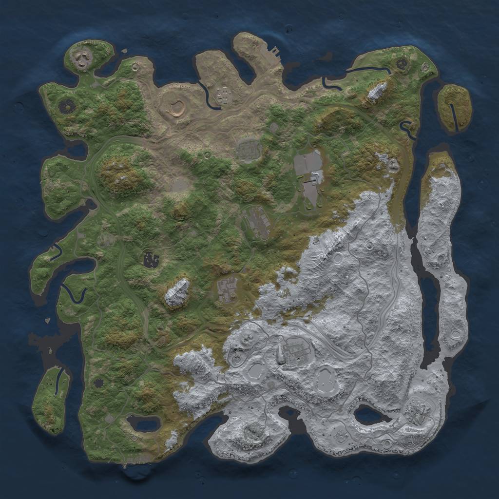 Rust Map: Procedural Map, Size: 4600, Seed: 61336, 17 Monuments