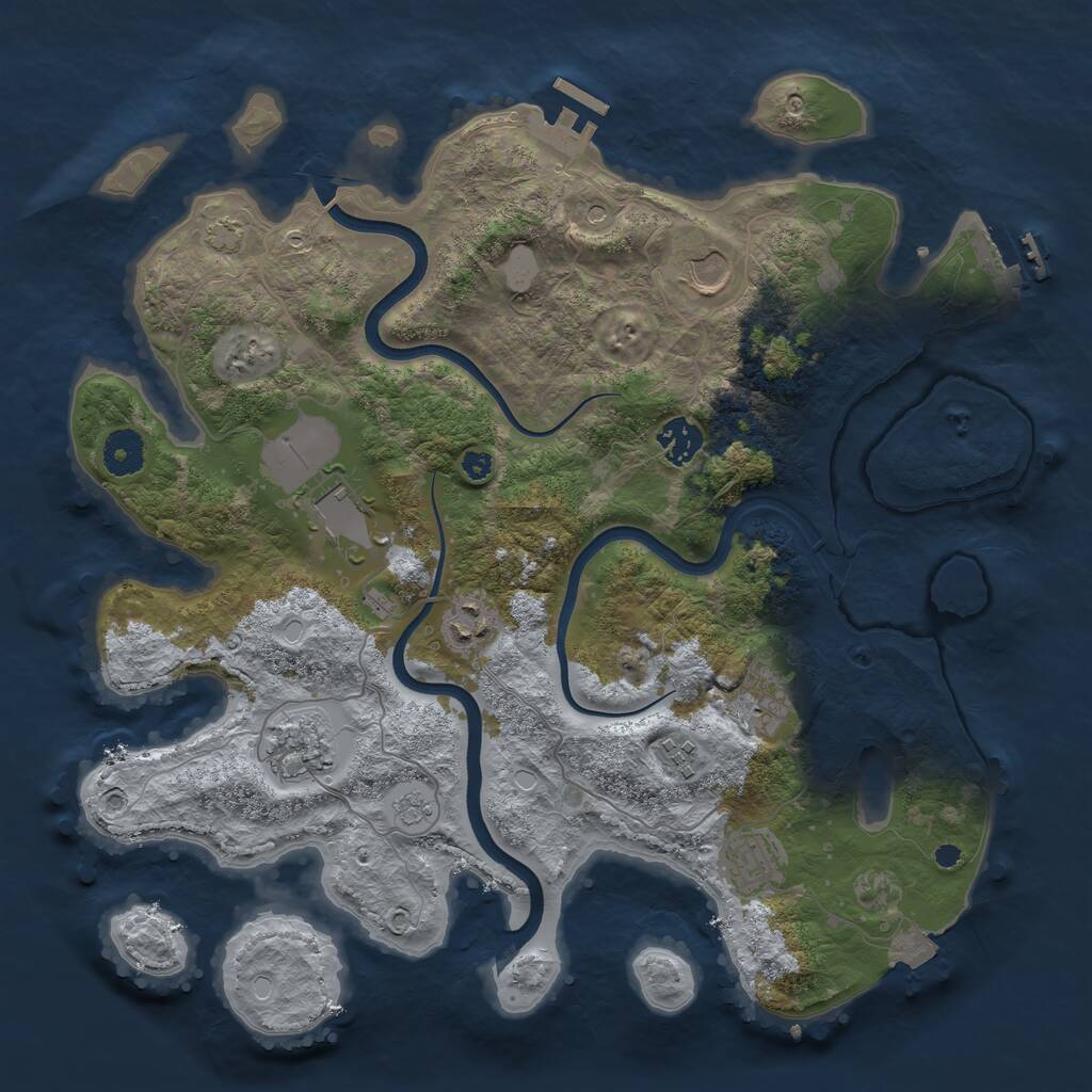 Rust Map: Procedural Map, Size: 3700, Seed: 1342282552, 14 Monuments