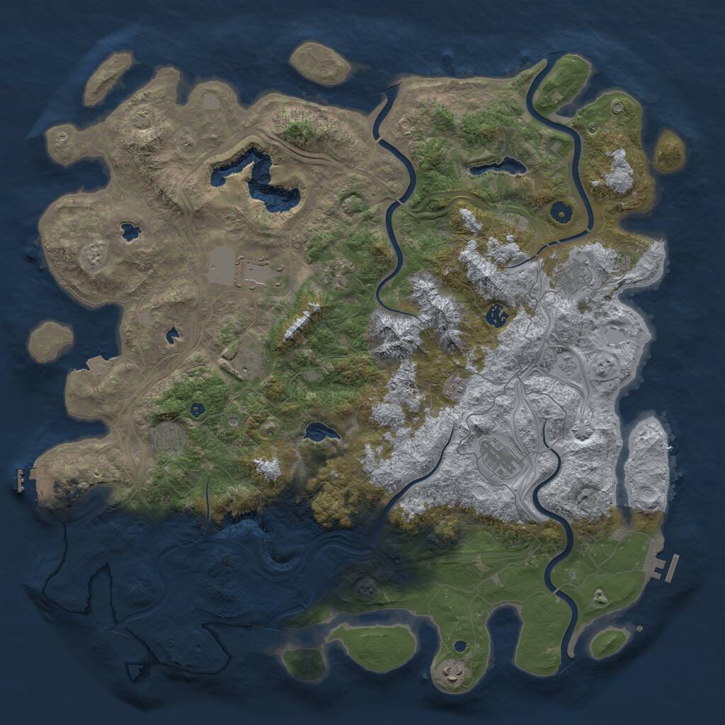 Rust Map: Procedural Map, Size: 5000, Seed: 16384, 15 Monuments
