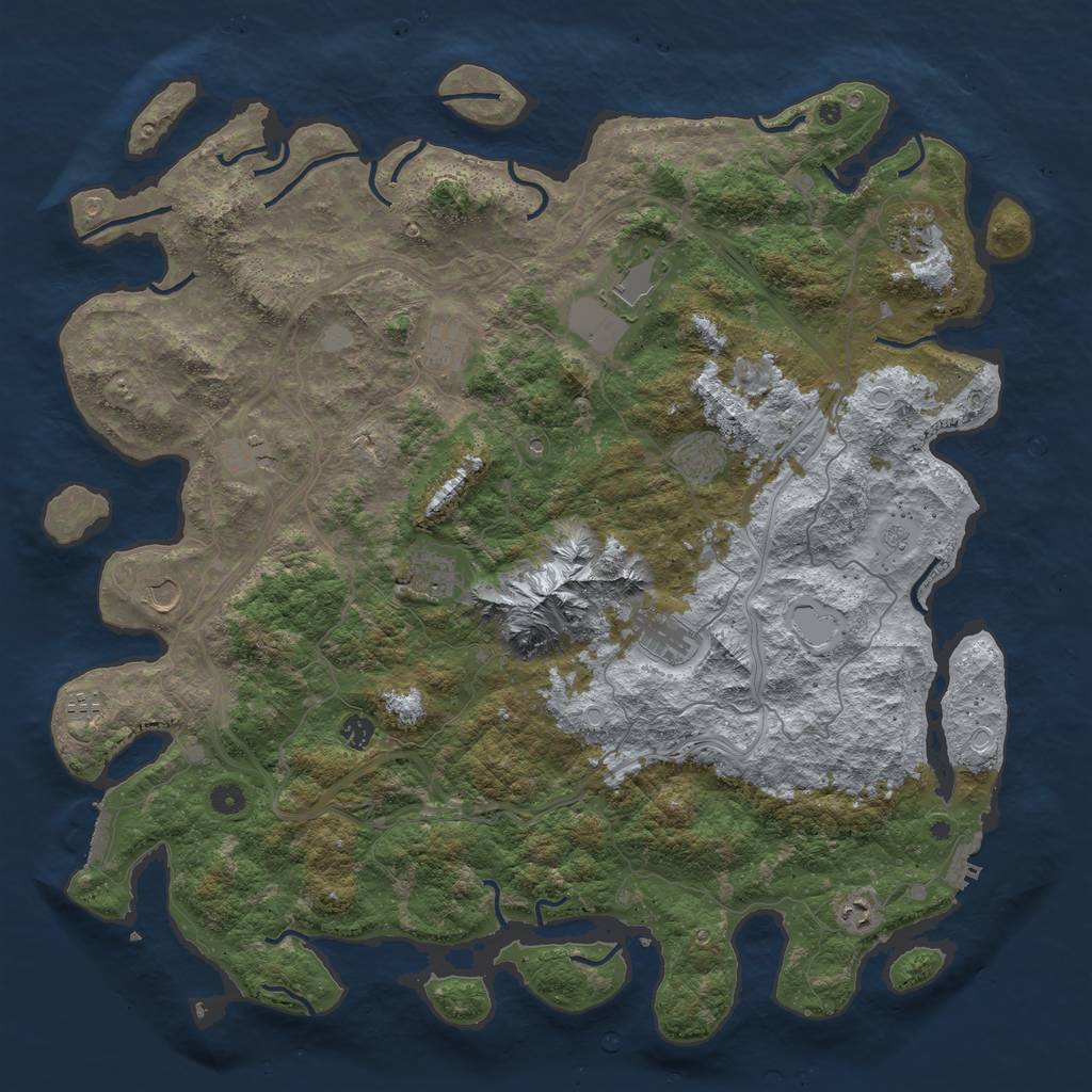 Rust Map: Procedural Map, Size: 5000, Seed: 16384, 18 Monuments