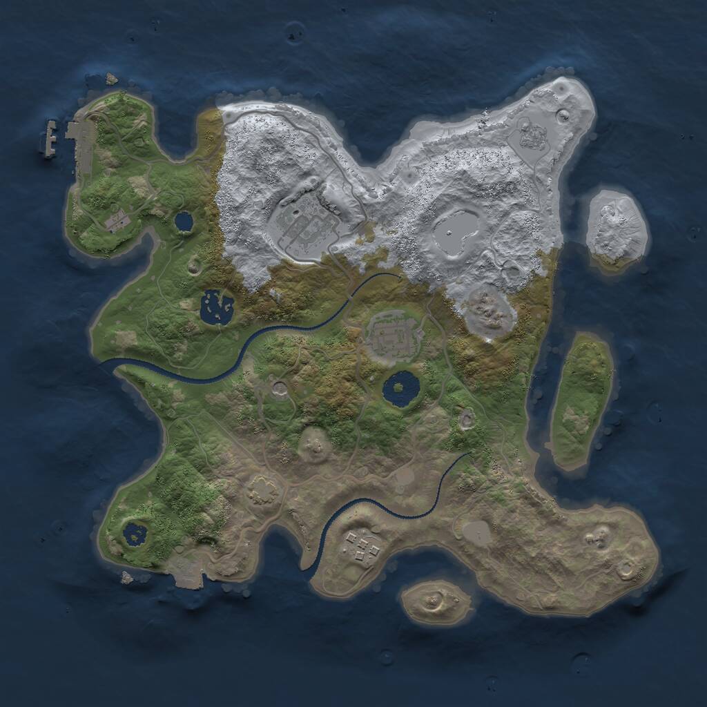 Rust Map: Procedural Map, Size: 3000, Seed: 2223, 9 Monuments