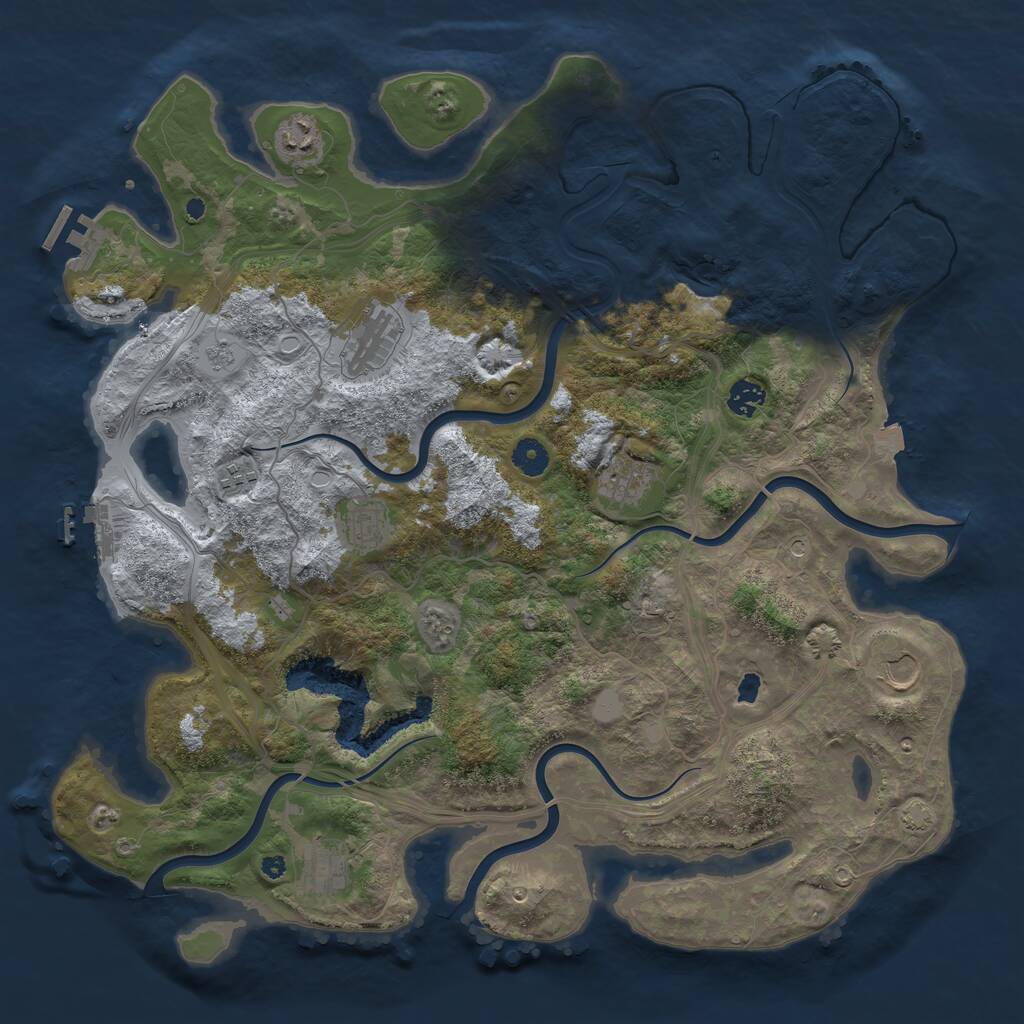 Rust Map: Procedural Map, Size: 4250, Seed: 227663020, 14 Monuments