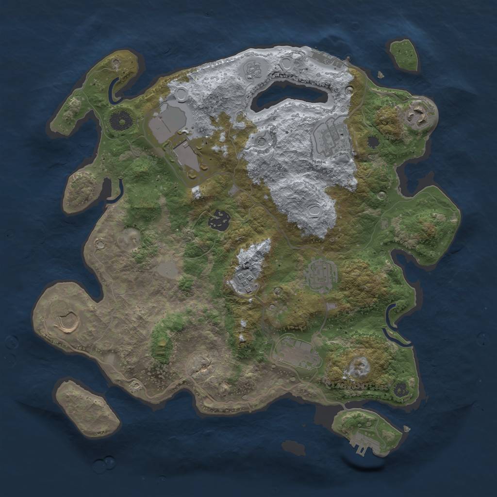 Rust Map: Procedural Map, Size: 3500, Seed: 1554128134, 15 Monuments