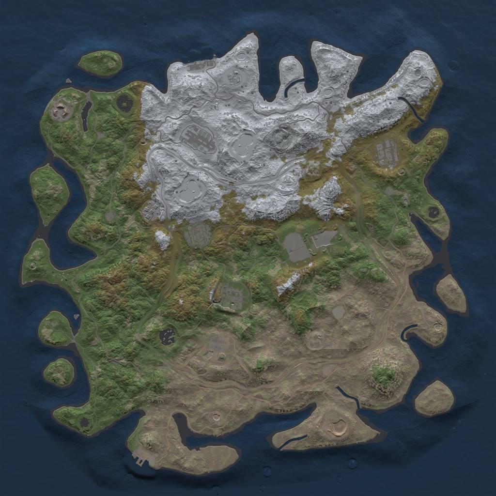 Rust Map: Procedural Map, Size: 4500, Seed: 605419783, 17 Monuments