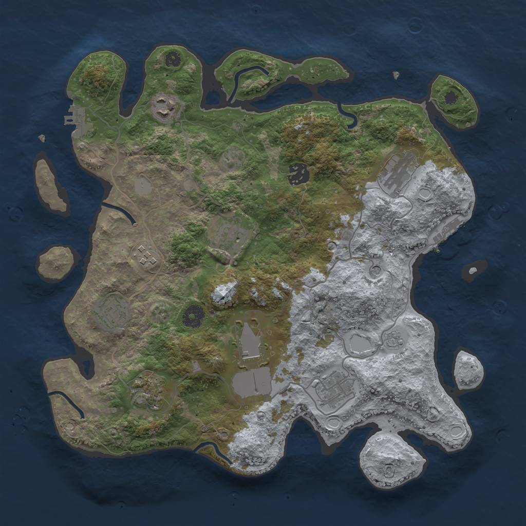 Rust Map: Procedural Map, Size: 3500, Seed: 358751077, 16 Monuments