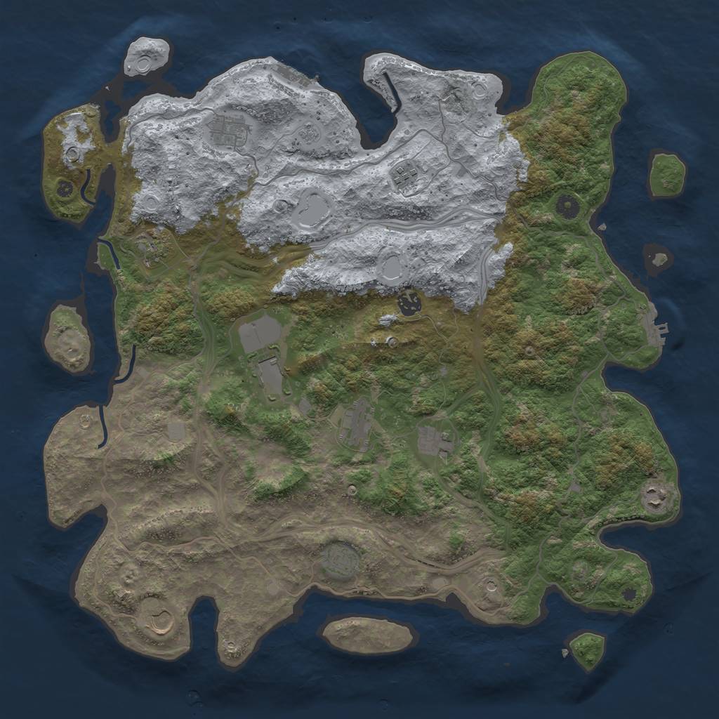 Rust Map: Procedural Map, Size: 4500, Seed: 1404710572, 17 Monuments