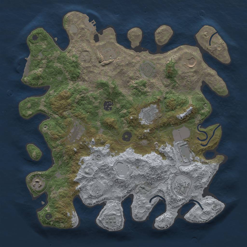 Rust Map: Procedural Map, Size: 3700, Seed: 1680861395, 17 Monuments