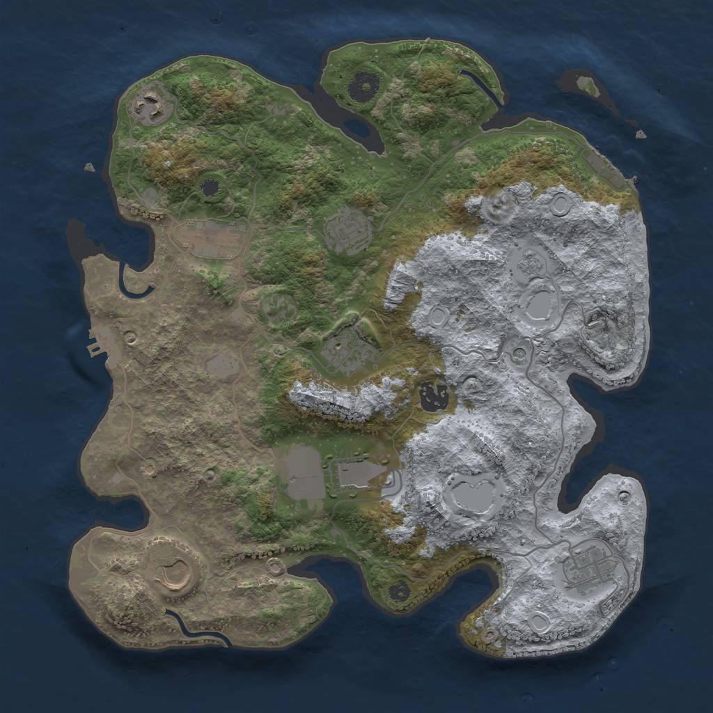 Rust Map: Procedural Map, Size: 3500, Seed: 220201678, 15 Monuments