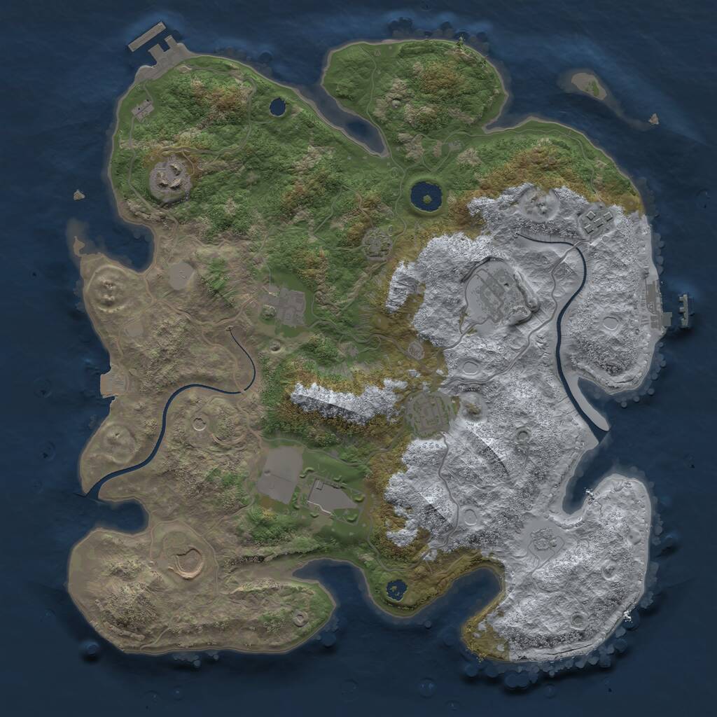 Rust Map: Procedural Map, Size: 3500, Seed: 220201678, 13 Monuments