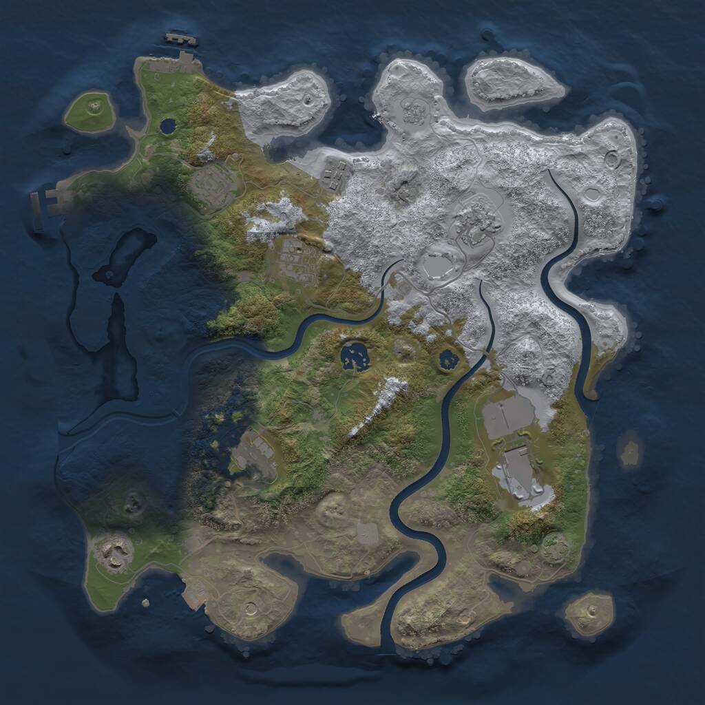 Rust Map: Procedural Map, Size: 3600, Seed: 20203, 14 Monuments