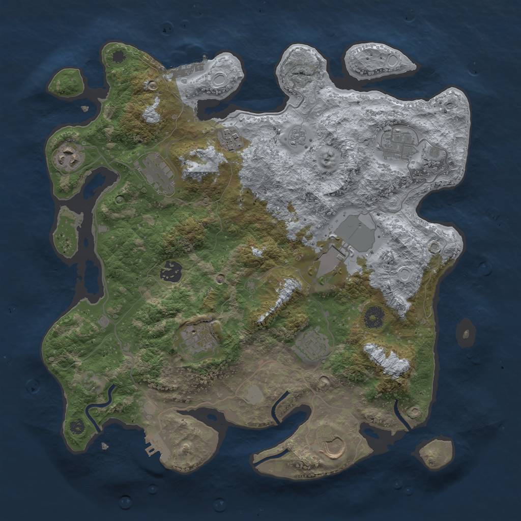 Rust Map: Procedural Map, Size: 3600, Seed: 20203, 15 Monuments