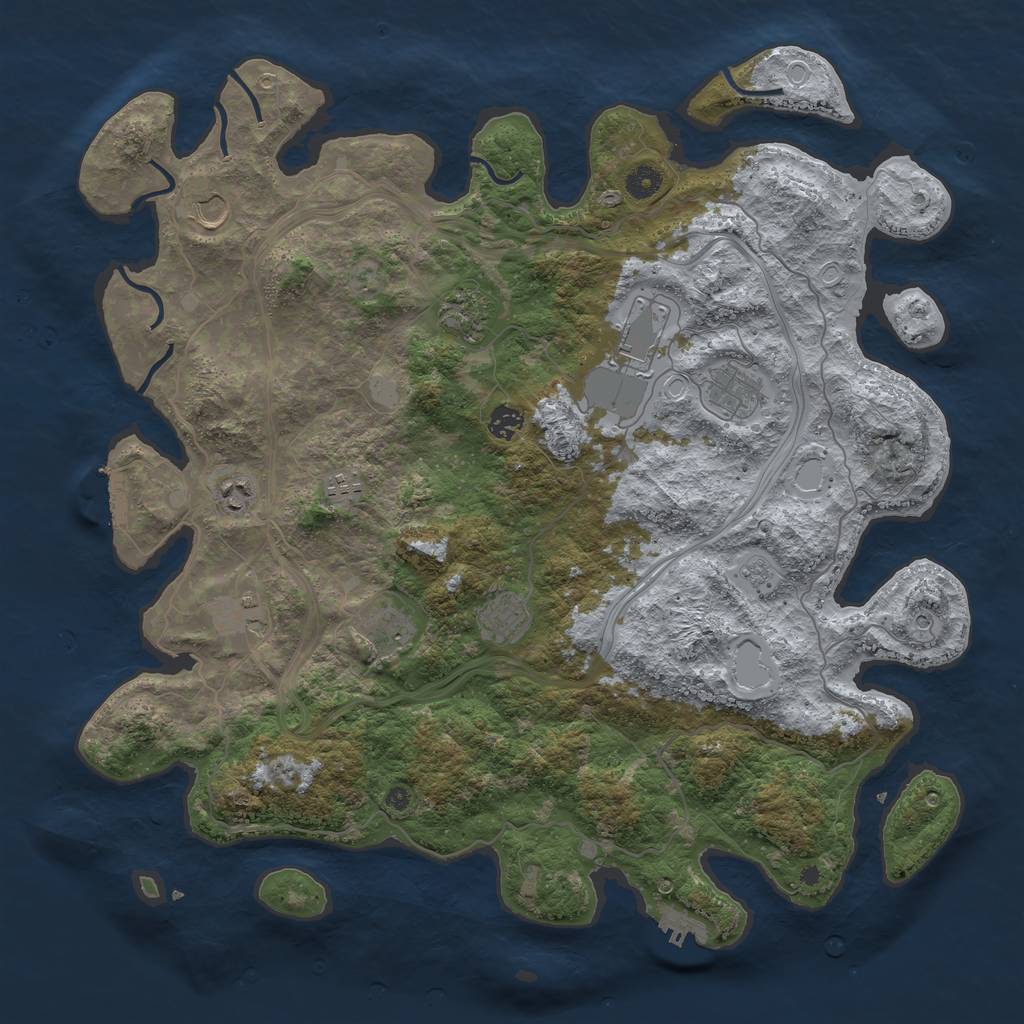 Rust Map: Procedural Map, Size: 4500, Seed: 1324567, 17 Monuments