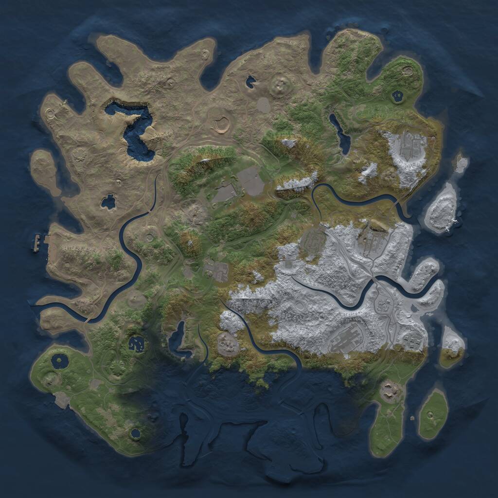 Rust Map: Procedural Map, Size: 4500, Seed: 742032818, 16 Monuments