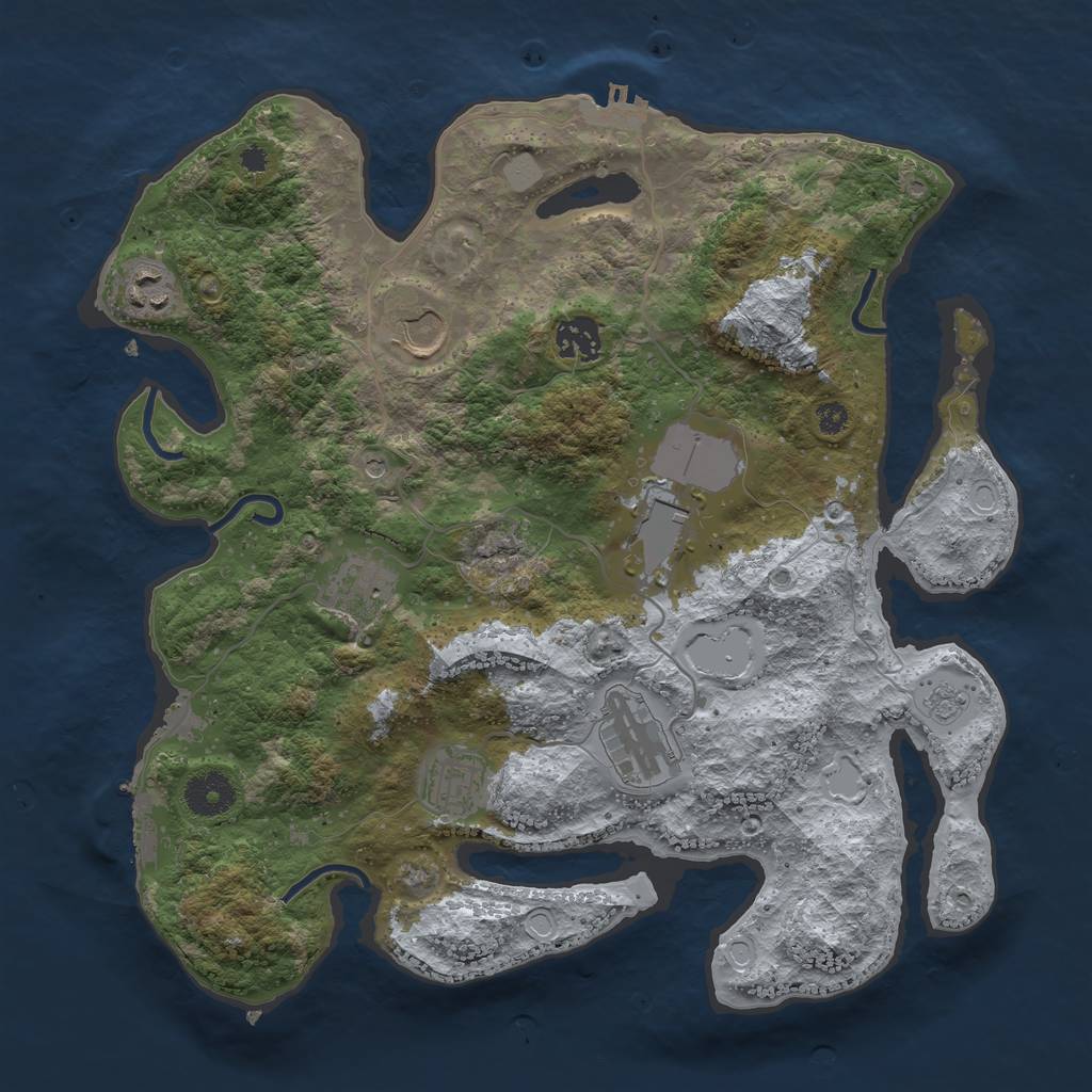 Rust Map: Procedural Map, Size: 3500, Seed: 9885467, 14 Monuments