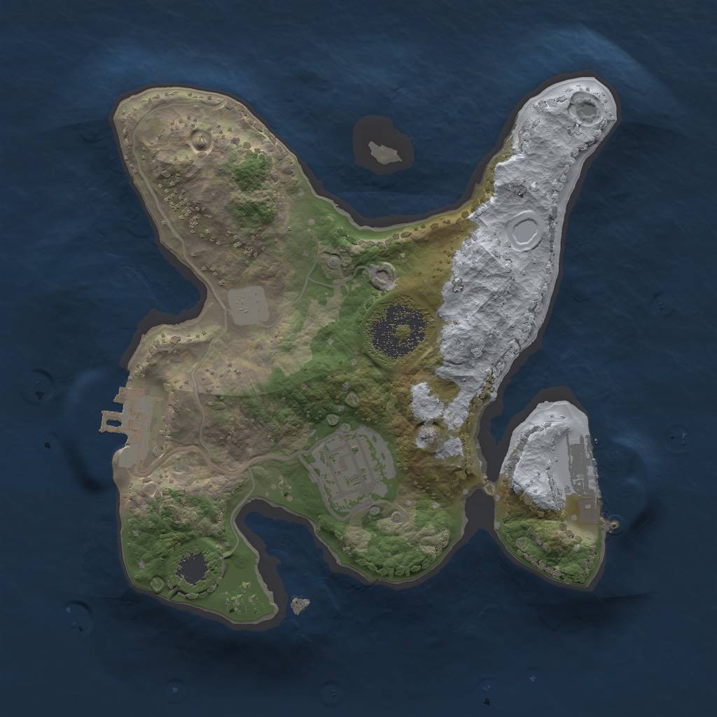 Rust Map: Procedural Map, Size: 2000, Seed: 2120951693, 6 Monuments