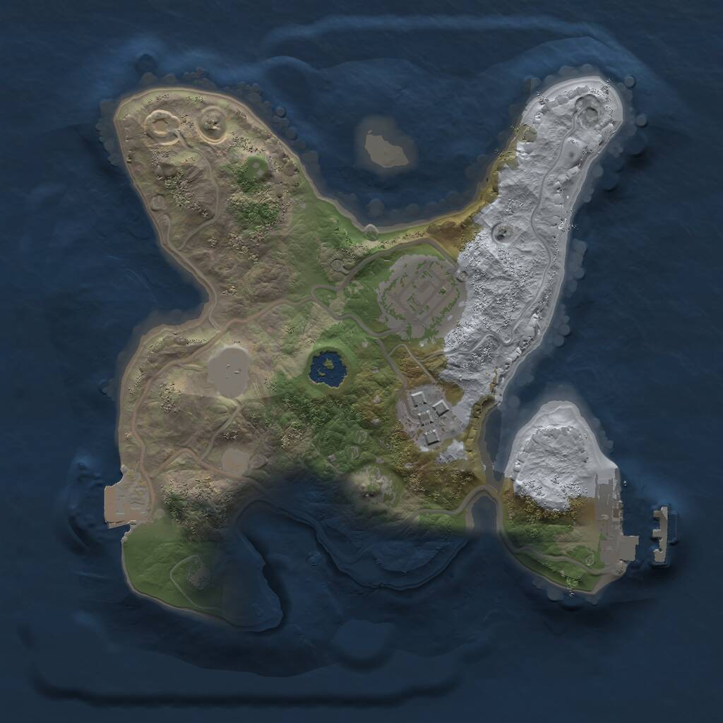 Rust Map: Procedural Map, Size: 2000, Seed: 2120951693, 4 Monuments