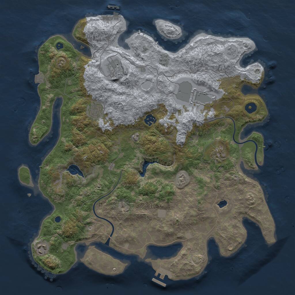 Rust Map: Procedural Map, Size: 4000, Seed: 968790257, 13 Monuments
