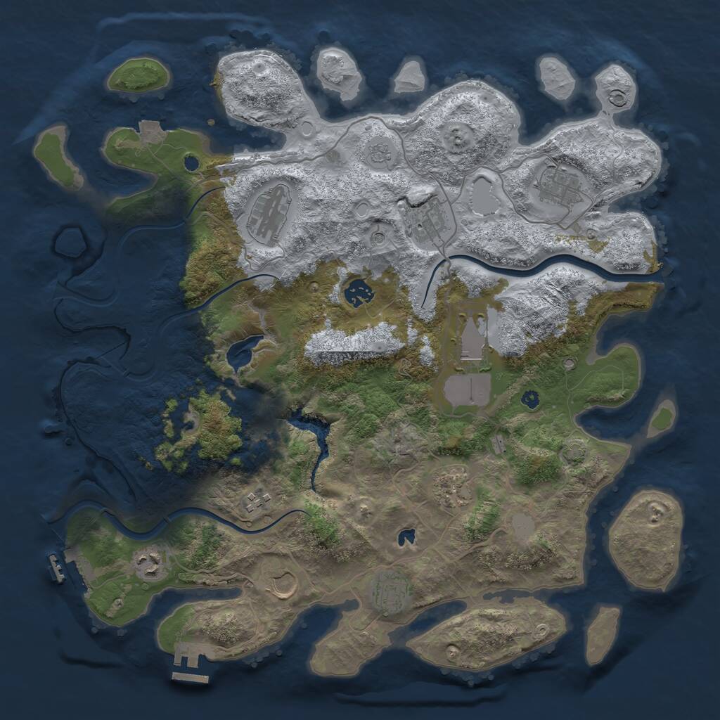 Rust Map: Procedural Map, Size: 4000, Seed: 28233, 16 Monuments