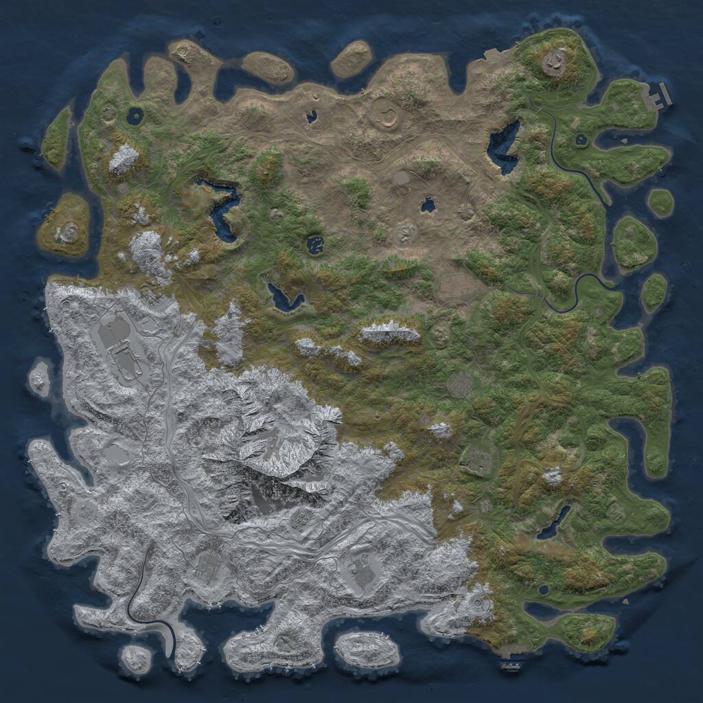 Rust Map: Procedural Map, Size: 6000, Seed: 1406485863, 17 Monuments