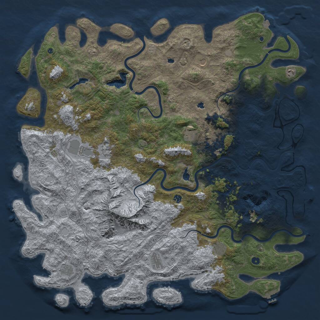 Rust Map: Procedural Map, Size: 6000, Seed: 1406485863, 17 Monuments