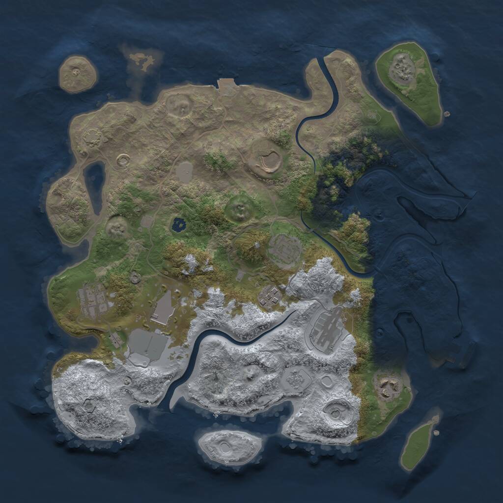 Rust Map: Procedural Map, Size: 3500, Seed: 17354221, 12 Monuments