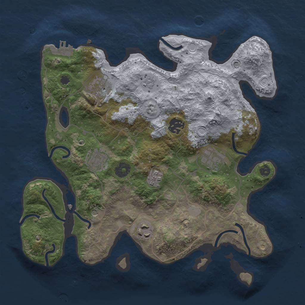 Rust Map: Procedural Map, Size: 3000, Seed: 633204860, 12 Monuments