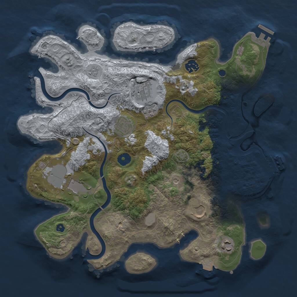 Rust Map: Procedural Map, Size: 3500, Seed: 1650519582, 13 Monuments