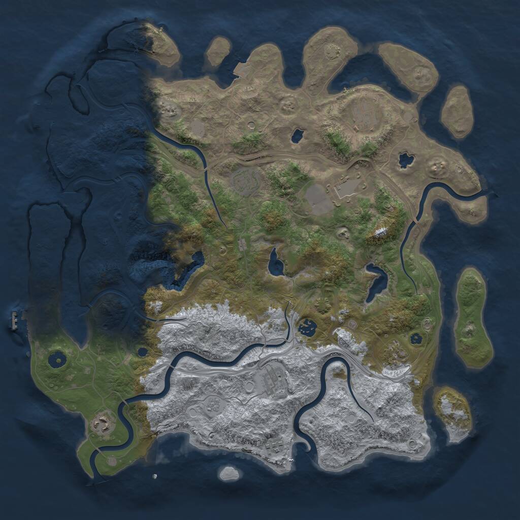 Rust Map: Procedural Map, Size: 4500, Seed: 1357730571, 14 Monuments