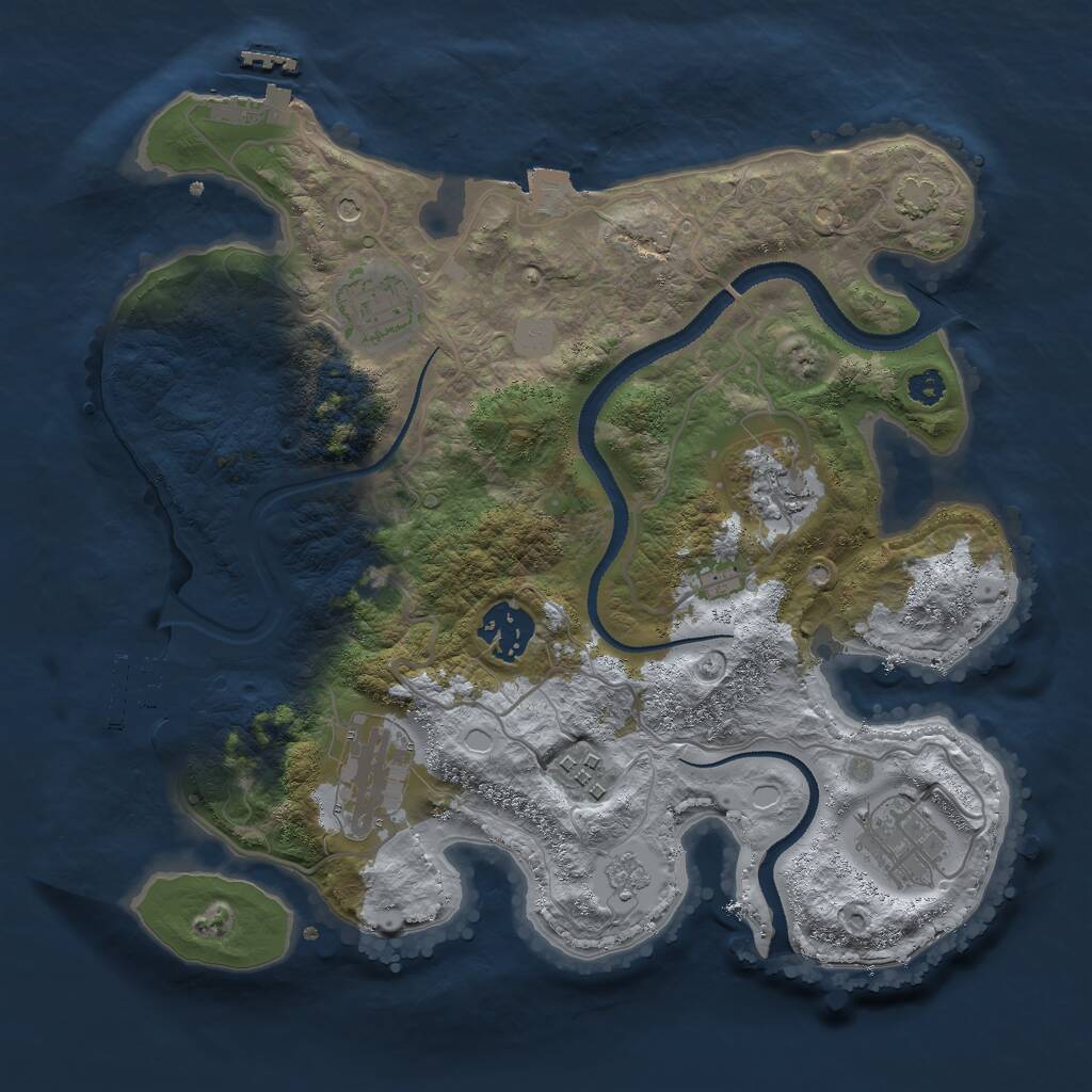 Rust Map: Procedural Map, Size: 3000, Seed: 2069052923, 12 Monuments
