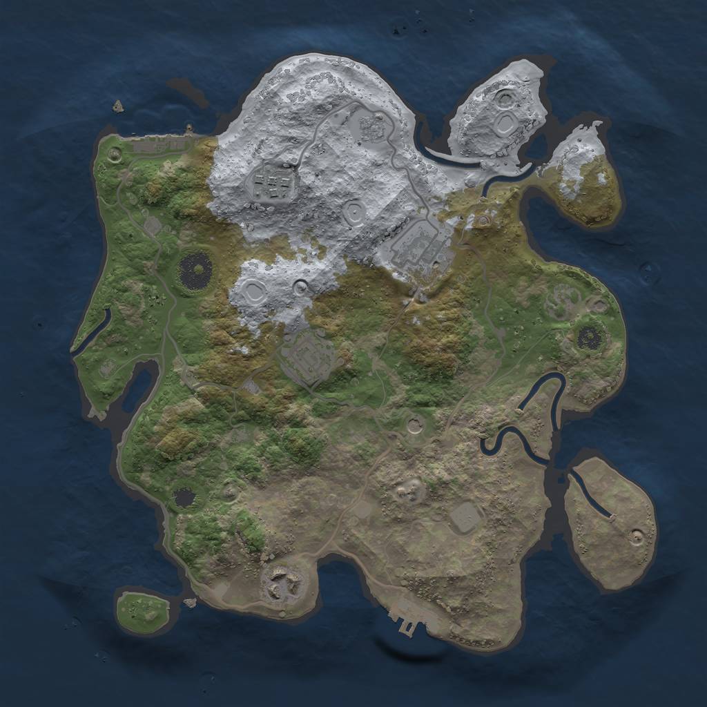 Rust Map: Procedural Map, Size: 3000, Seed: 2141405252, 11 Monuments