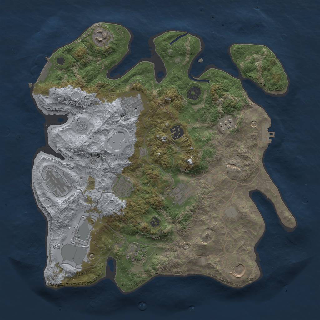 Rust Map: Procedural Map, Size: 3500, Seed: 2108300182, 17 Monuments