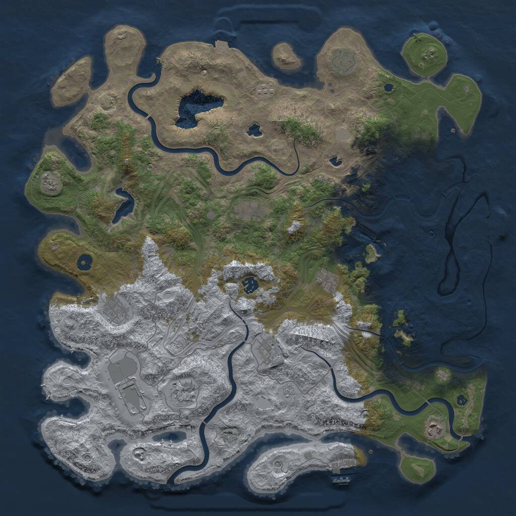 Rust Map: Procedural Map, Size: 4800, Seed: 819784216, 16 Monuments