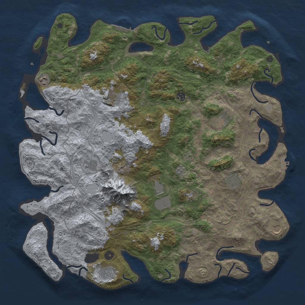 Rust Map: Procedural Map, Size: 5000, Seed: 238036541, 18 Monuments