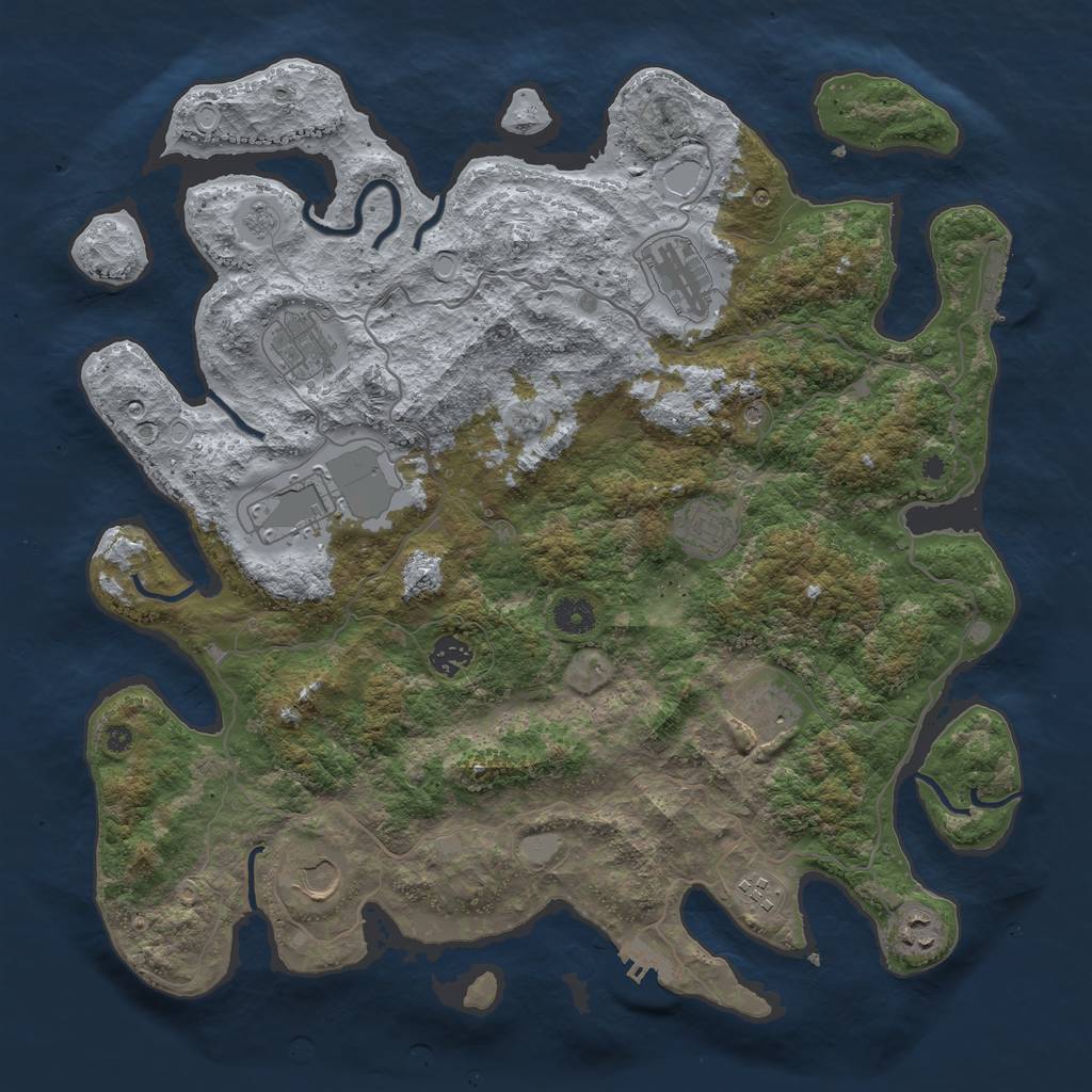 Rust Map: Procedural Map, Size: 4096, Seed: 489913371, 16 Monuments