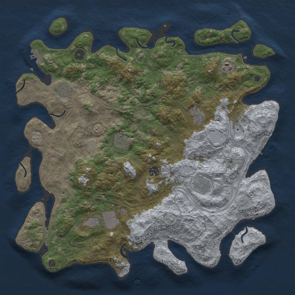 Rust Map: Procedural Map, Size: 4300, Seed: 25644056, 15 Monuments