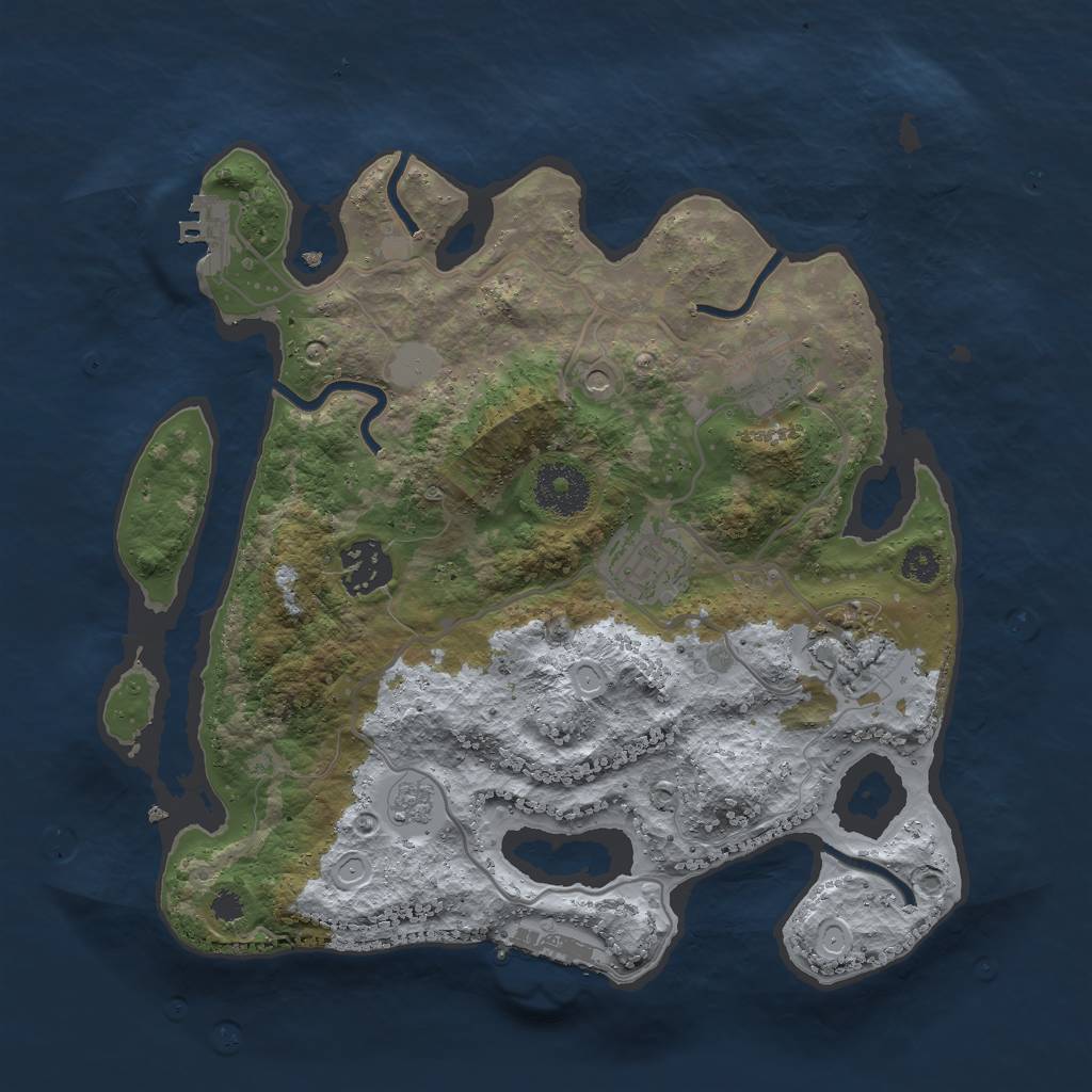 Rust Map: Procedural Map, Size: 3000, Seed: 6028390, 11 Monuments