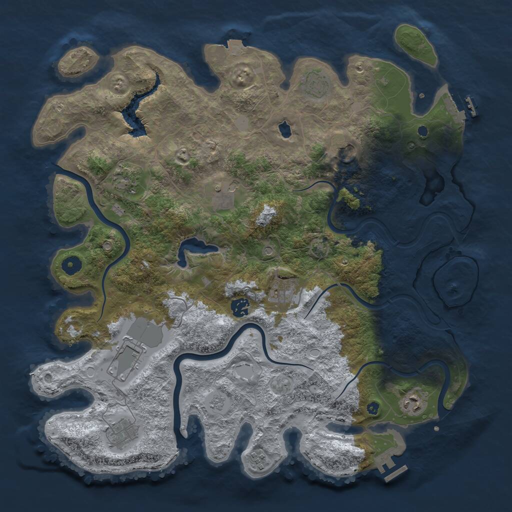 Rust Map: Procedural Map, Size: 4050, Seed: 590983243, 16 Monuments