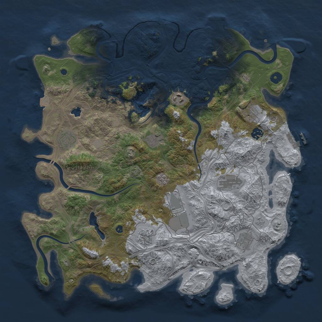 Rust Map: Procedural Map, Size: 4250, Seed: 1174886748, 16 Monuments