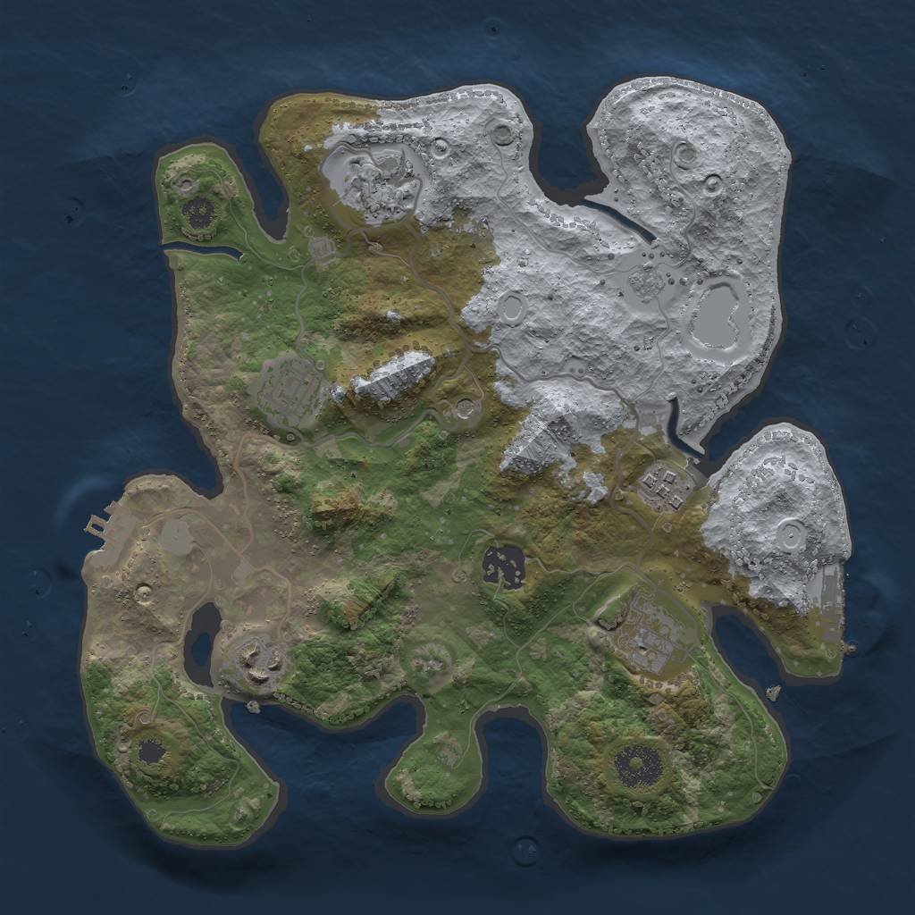 Rust Map: Procedural Map, Size: 3000, Seed: 1377082920, 13 Monuments