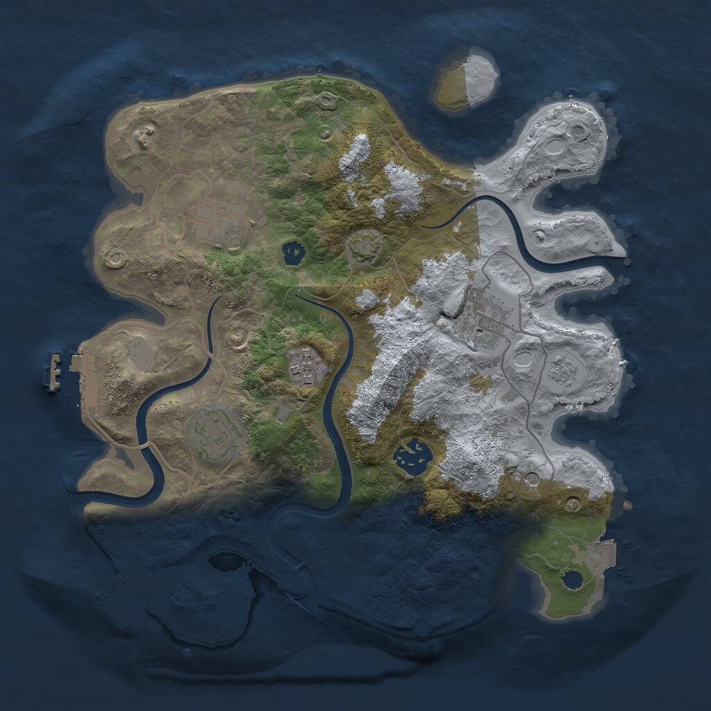 Rust Map: Procedural Map, Size: 3000, Seed: 209383486, 11 Monuments