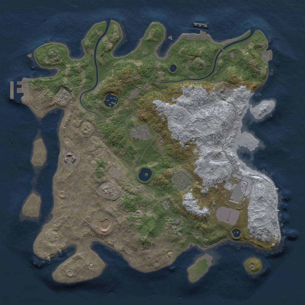 Rust Map: Procedural Map, Size: 3500, Seed: 3443989, 14 Monuments
