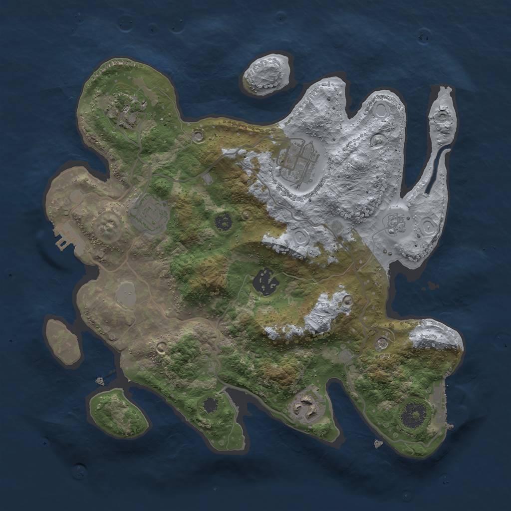 Rust Map: Procedural Map, Size: 3000, Seed: 13713, 12 Monuments