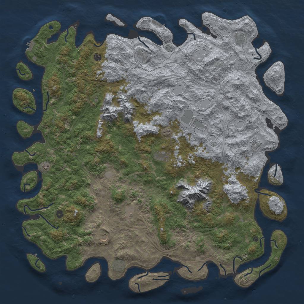 Rust Map: Procedural Map, Size: 6000, Seed: 584969852, 18 Monuments
