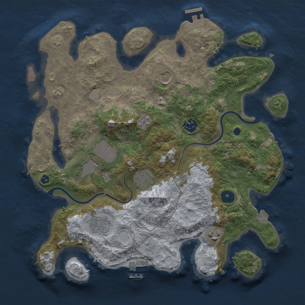 Rust Map: Procedural Map, Size: 3500, Seed: 858196083, 13 Monuments
