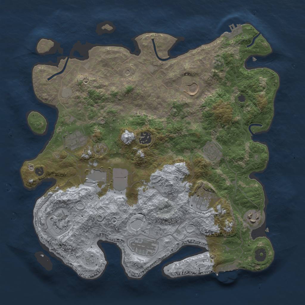 Rust Map: Procedural Map, Size: 3600, Seed: 1841172987, 16 Monuments
